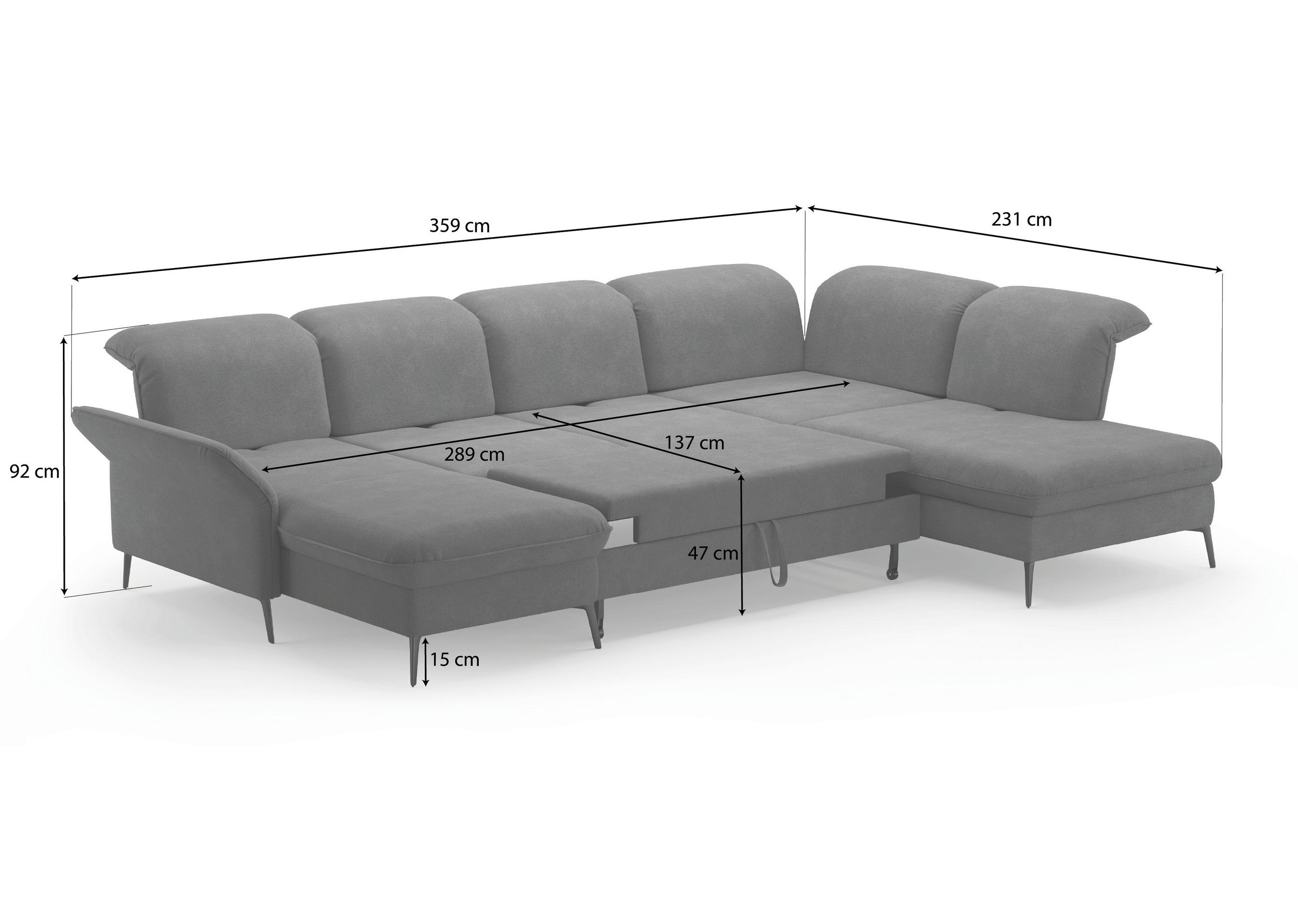 Sit & More Wohnlandschaft Grau 359x231 cm