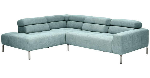 ECKSOFA  in Flachgewebe Salbeigrün  224/282 cm  - Chromfarben/Salbeigrün, KONVENTIONELL, Textil/Metall (224/282cm) - Hom`in