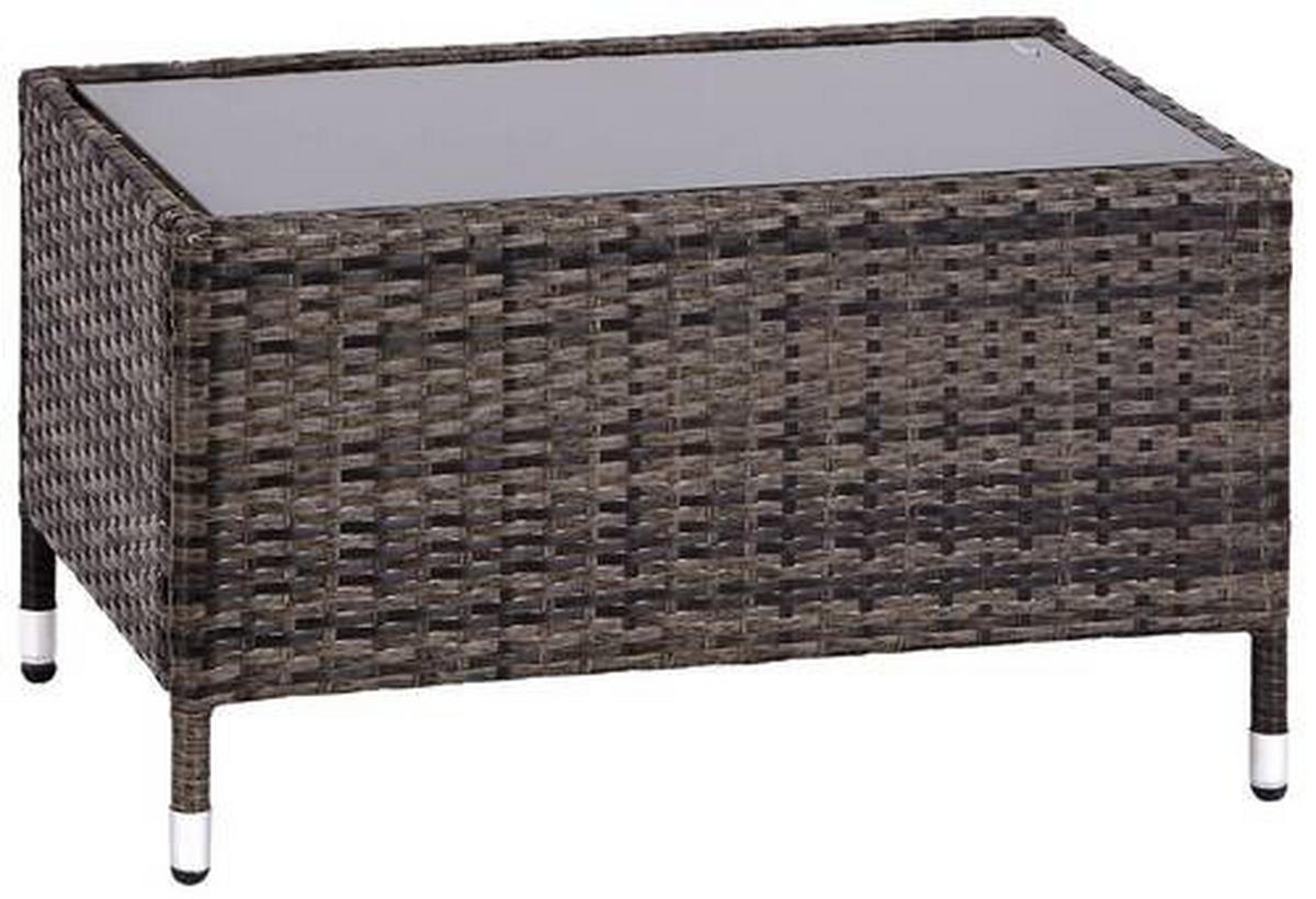 LOUNGEGARNITUR 4-teilig   Stahl  - Dunkelbraun/Creme, MODERN, Glas/Kunststoff - Ondega
