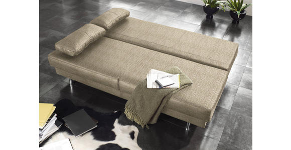 SCHLAFSOFA Sandfarben  - Sandfarben/Wengefarben, Design, Holz/Textil (203/94/100cm) - Novel