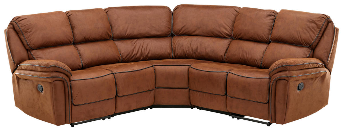 ECKSOFA Braun, Schwarz Lederlook (vegan)  - Schwarz/Braun, Design, Textil (169/169cm) - Livetastic