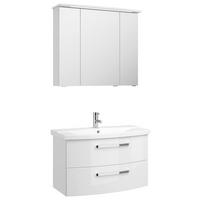 FÜRDŐSZOBABÚTOR - krómszínű/magasfényű fehér, Modern, faalapú anyag/üveg (84cm) - Sadena