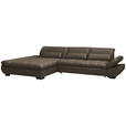 ECKSOFA  in Flachgewebe Braun  204/341 cm  - Schwarz/Braun, Design, Textil/Metall (204/341cm) - Xora