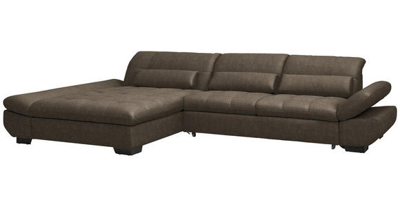 ECKSOFA  in Flachgewebe Braun  204/341 cm  - Schwarz/Braun, Design, Textil/Metall (204/341cm) - Xora