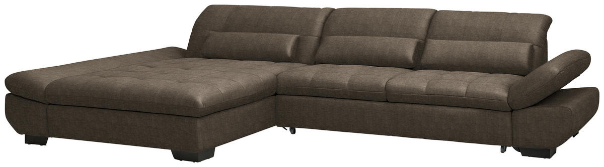 ECKSOFA  in Flachgewebe Braun  204/341 cm  - Schwarz/Braun, Design, Textil/Metall (204/341cm) - Xora