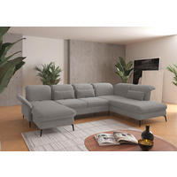 WOHNLANDSCHAFT in Flachgewebe Hellgrau  - Hellgrau/Schwarz, Konventionell, Textil/Metall (198/359/231cm) - Sit & More