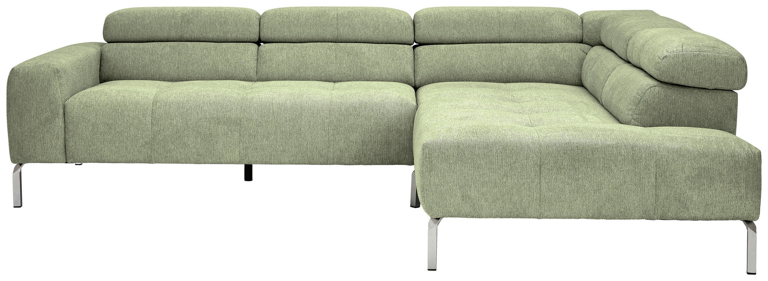 ECKSOFA Olivgrün Flachgewebe  - Chromfarben/Olivgrün, KONVENTIONELL, Textil/Metall (282/224cm) - Hom`in