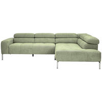 ECKSOFA  in Flachgewebe Olivgrün  282/224 cm  - Chromfarben/Olivgrün, KONVENTIONELL, Textil/Metall (282/224cm) - Hom`in