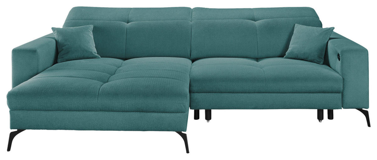 ECKSOFA Petrol Webstoff  - Petrol/Schwarz, KONVENTIONELL, Textil/Metall (180/285cm) - SetOne by Musterring