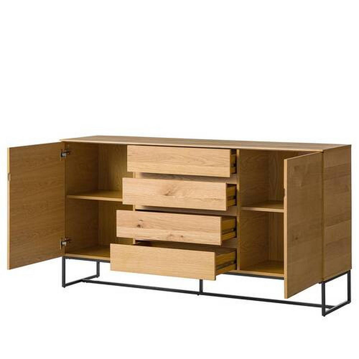 SIDEBOARD 165/86/40 cm  - svart/ekfärgad, Klassisk, metall/trämaterial (165/86/40cm) - home24