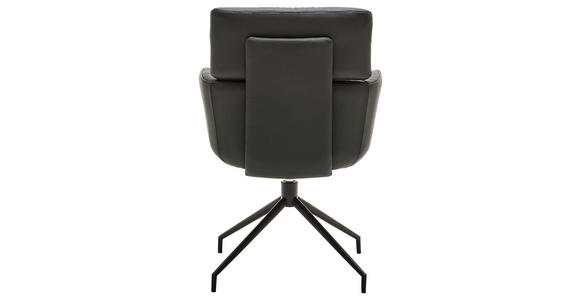 ARMLEHNSTUHL in Eisen Echtleder pigmentiert - Schwarz, Design, Leder/Metall (62/92/65cm) - Dieter Knoll
