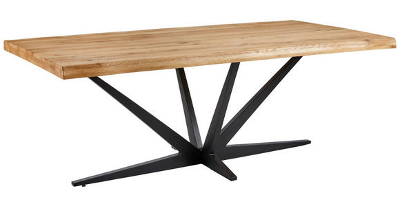 ESSTISCH in Holz 200/100/75 cm  - Eichefarben/Schwarz, Natur, Holz/Metall (200/100/75cm) - Linea Natura