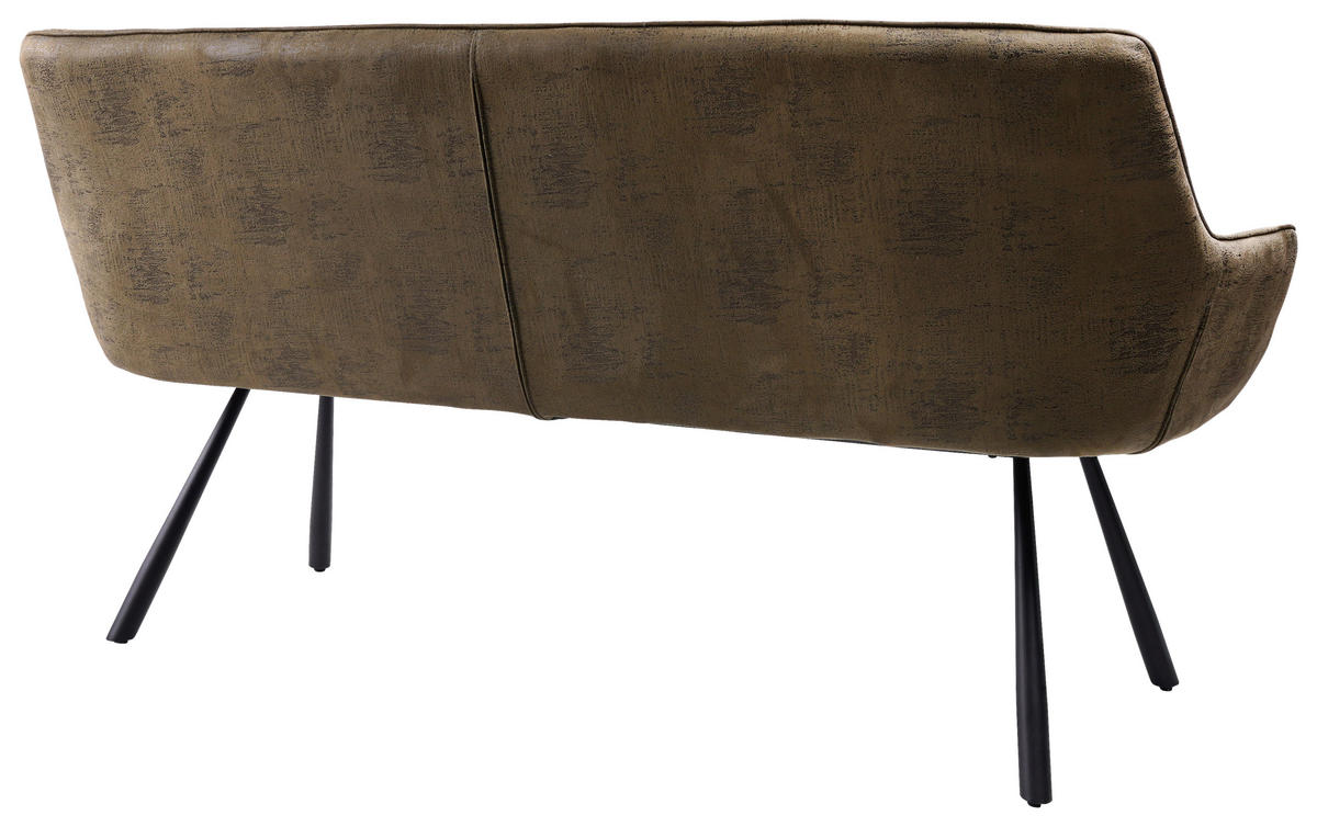 SITZBANK 177,5/87/64 cm Struktur Waldgrün  - Waldgrün/Schwarz, Design, Textil/Metall (177,5/87/64cm) - Hom`in