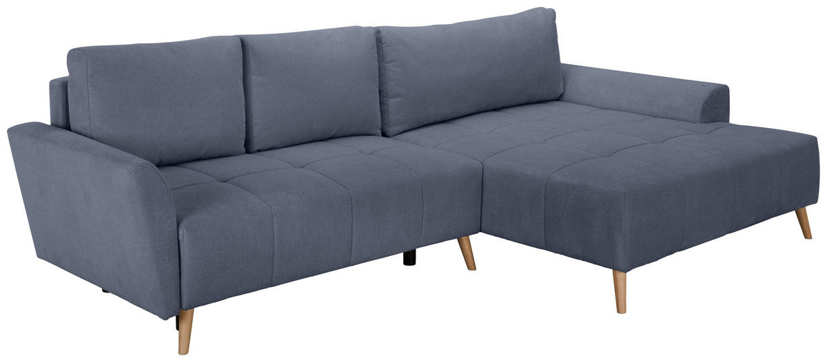 ECKSOFA Blaugrau Webstoff  - Buchefarben/Blaugrau, KONVENTIONELL, Holz/Textil (294/169cm) - Carryhome
