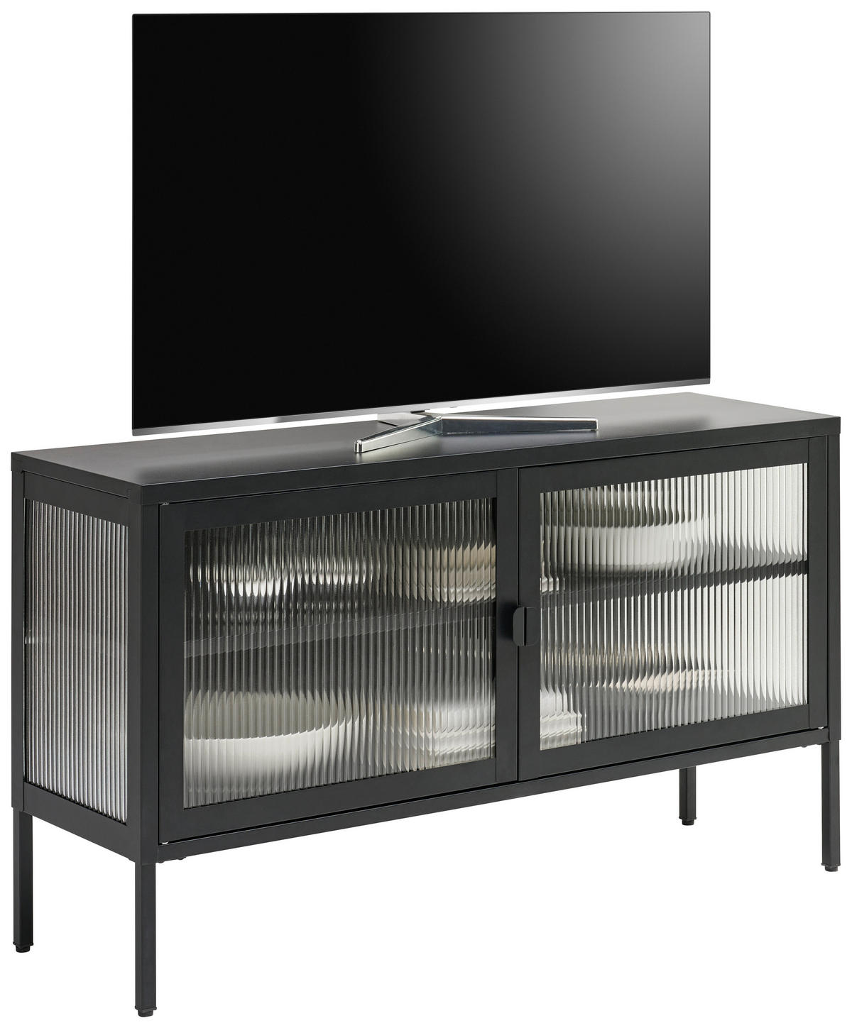 LOWBOARD  in 115/64/35 cm  - Schwarz, Trend, Glas/Metall (115/64/35cm) - Xora