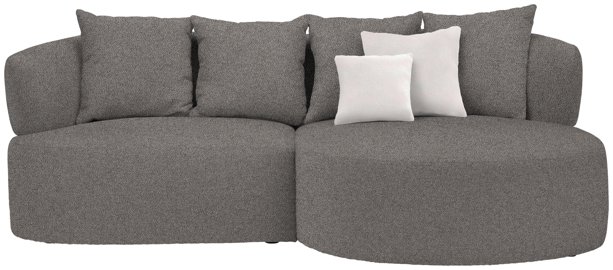 ECKSOFA in Plüsch Graphitfarben  235/166 cm  - Creme/Schwarz, MODERN, Kunststoff/Textil (235/166cm) - Hom`in