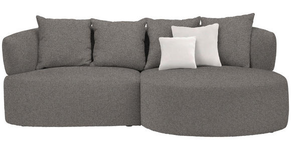 ECKSOFA in Plüsch Graphitfarben  - Creme/Schwarz, MODERN, Kunststoff/Textil (235/166cm) - Hom`in