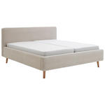 POLSTERBETT 180/200 cm,  in Beige, gepolstertes Kopfteil, Bettkasten, Lattenroste,  - Beige/Naturfarben, Design, Holz/Textil (180/200cm) - Xora