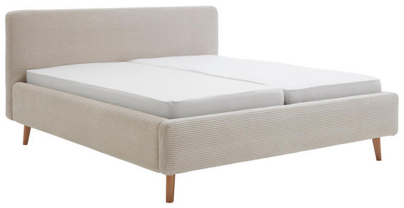 POLSTERBETT 180/200 cm,  in Beige, gepolstertes Kopfteil,  - Eichefarben/Beige, Design, Holz/Textil (180/200cm) - Xora