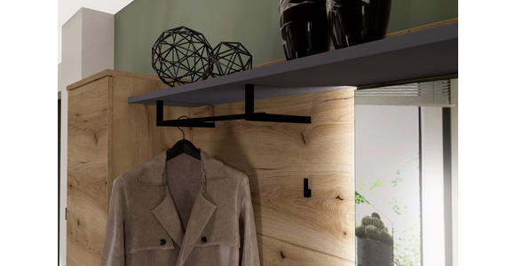 GARDEROBE 3-teilig  in 175/192/38 cm  - Eichefarben/Graphitfarben, KONVENTIONELL, Glas/Holzwerkstoff (175/192/38cm) - Xora