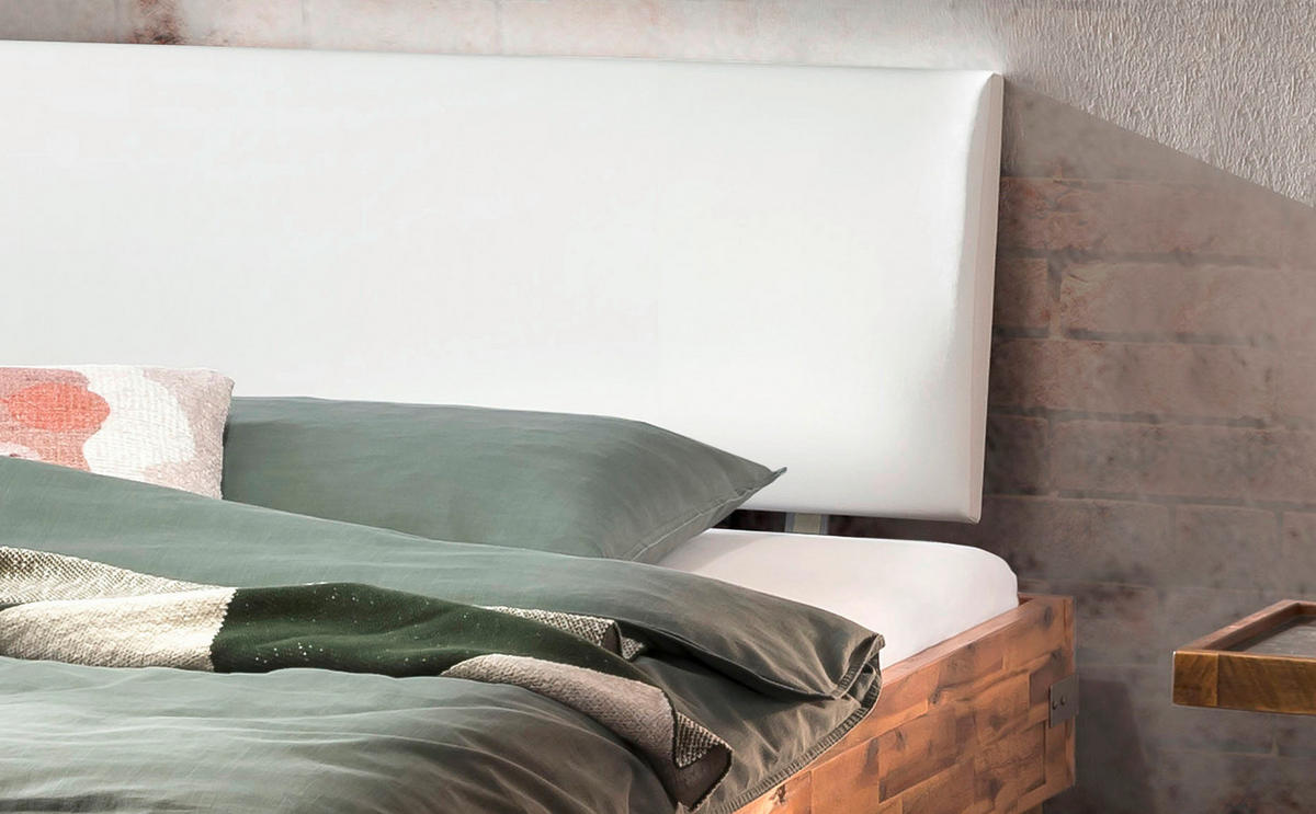 BETT 200/200 cm  in Braun, Weiß, Akaziefarben  - Braun/Weiß, Design, Holz (200/200cm) - Hasena