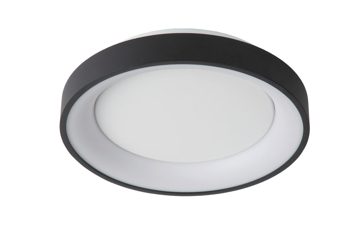 LED-DECKENLEUCHTE Vidal 28/28/6 cm   - Schwarz, Design, Kunststoff (28/28/6cm) - Lucide