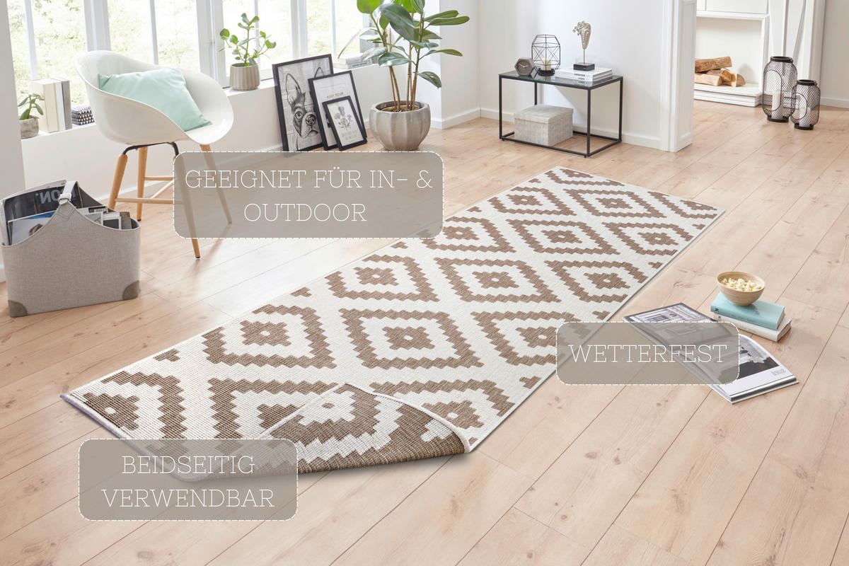 OUTDOORTEPPICH 80/250 cm Twin Cappuccino, Creme  - Creme/Cappuccino, Basics, Kunststoff (80/250cm) - Hanse Home