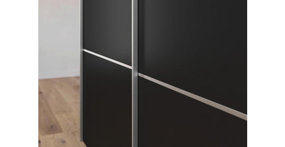 SCHWEBETÜRENSCHRANK 242/223/68 cm 3-türig Schwarz - Alufarben/Schwarz, KONVENTIONELL, Holzwerkstoff/Metall (242/223/68cm) - Novel