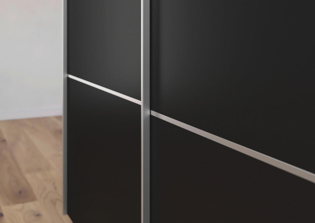 SCHWEBETÜRENSCHRANK 242/223/68 cm 3-türig Schwarz  - Alufarben/Schwarz, KONVENTIONELL, Holzwerkstoff/Metall (242/223/68cm) - Novel