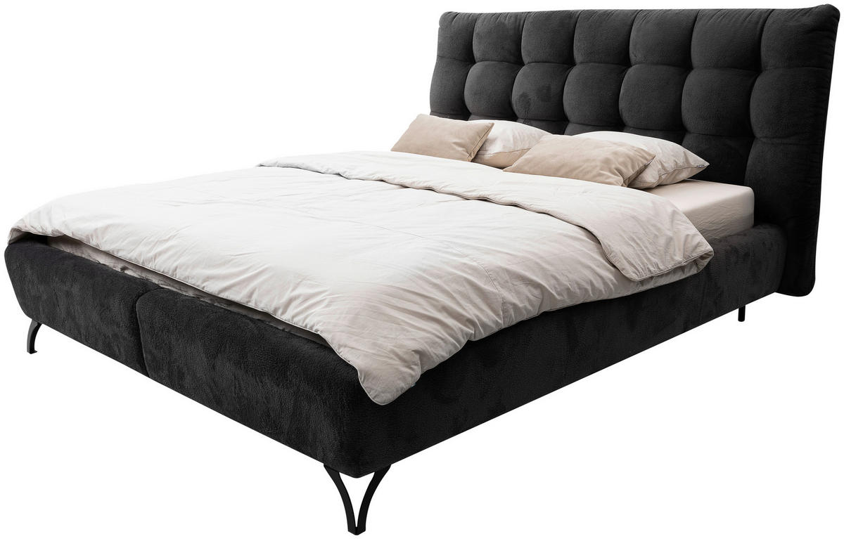 PAT TAPIțAT  in antracit  - antracit/negru, Modern, lemn/metal (160/200cm) - Esposa