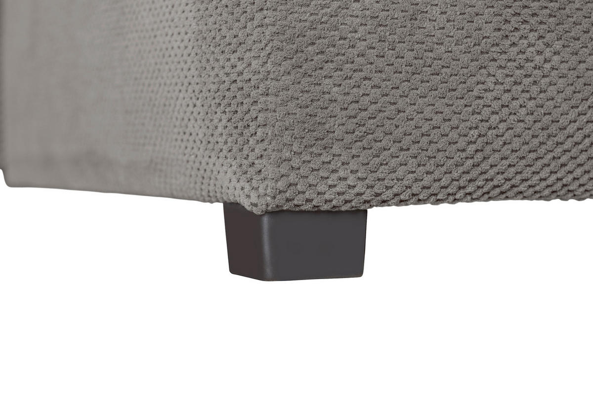 ECKSOFA LORENZO Grau Struktur Liegefläche im Originalstoff  - Schwarz/Grau, Design, Textil/Metall (302/188cm) - P & B