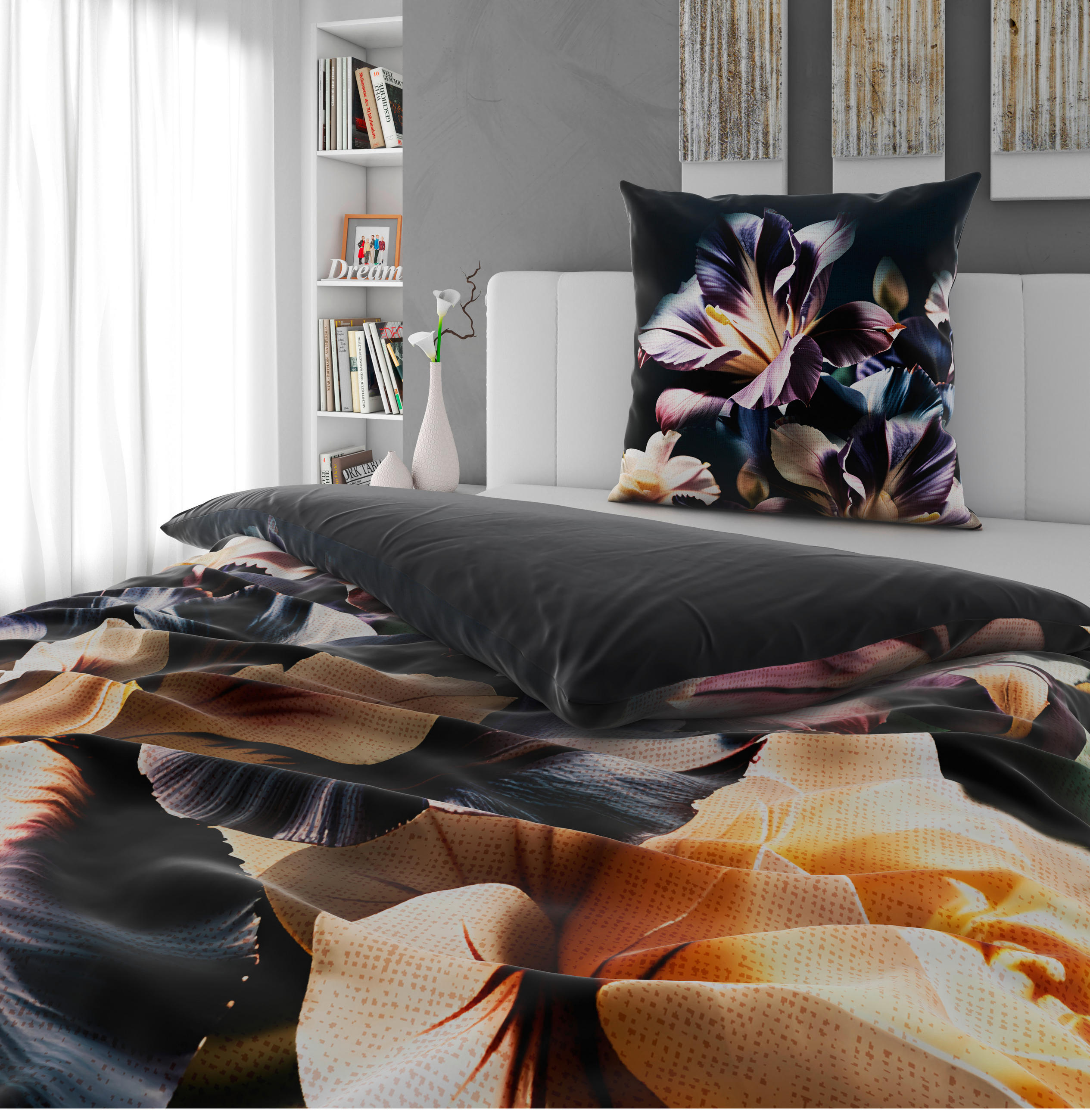 WENDEBETTWÄSCHE Satin 135/200 cm  - Lila/Schwarz, Textil (135/200cm) - Novel