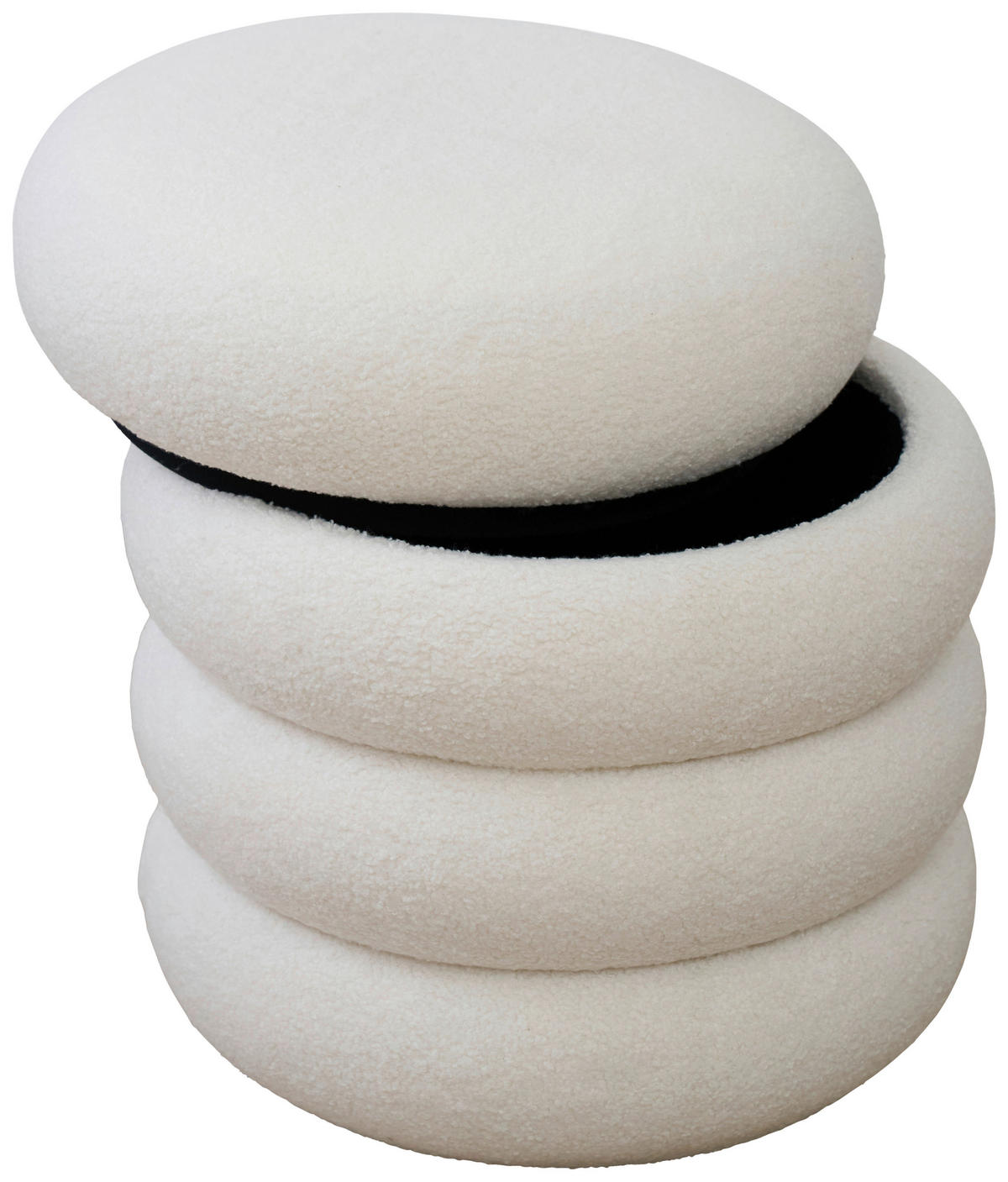HOCKER Teddystoff Beige  - Beige/Schwarz, Basics, Kunststoff/Textil (42/45/42cm) - Xora