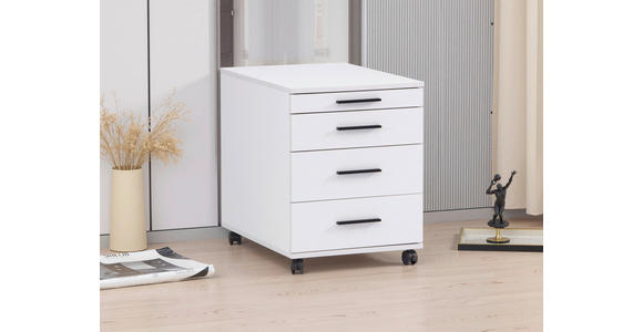 ROLLCONTAINER Weiß  - Schwarz/Weiß, Basics, Holzwerkstoff/Kunststoff (43/56/60cm) - Carryhome