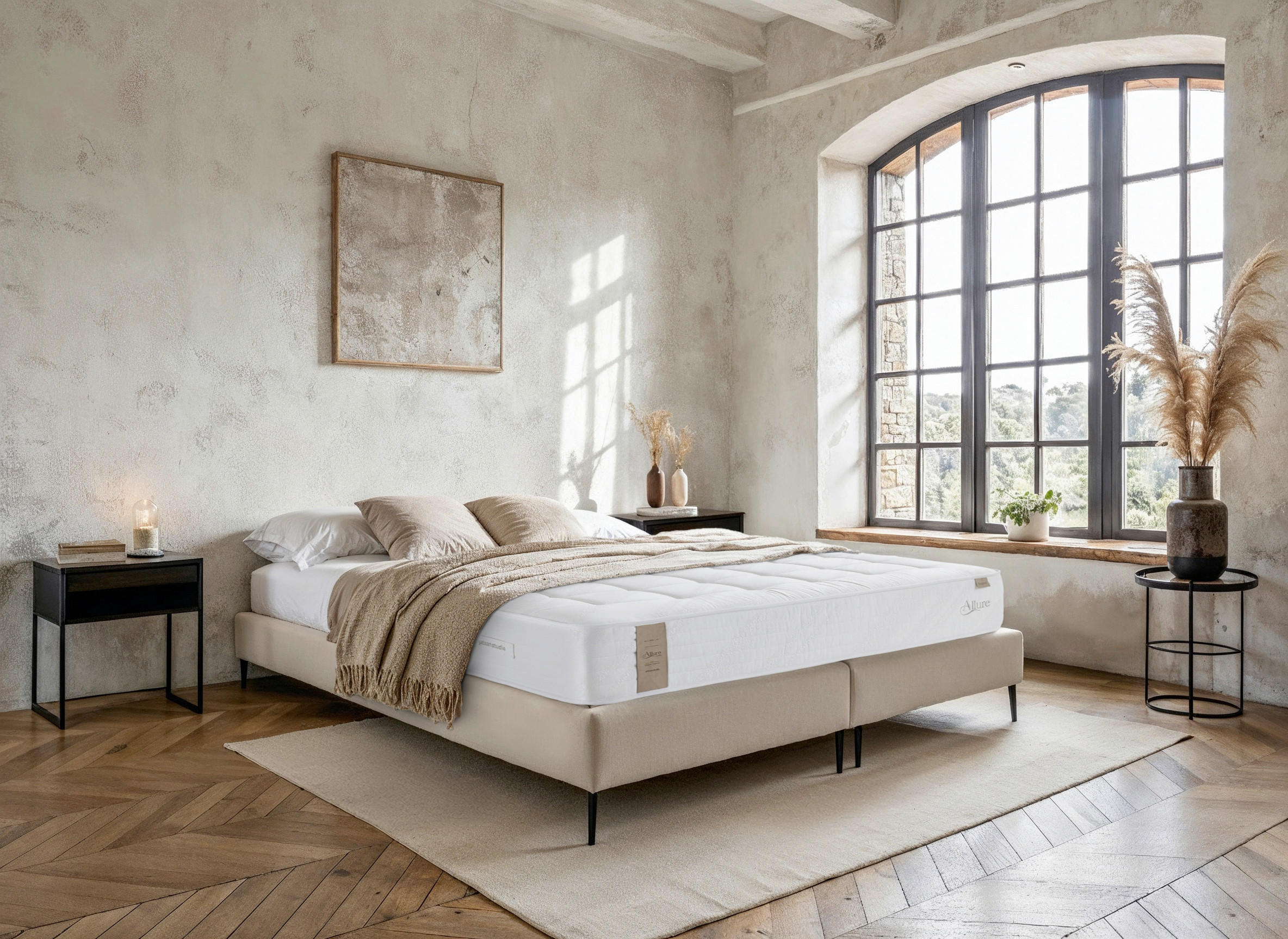 Thumbnail - Boxspringmatratze Allure SAN Remo H3, Creme, Textil, H3, 7-Zonen, Höhe ca. 27 cm, Füllung: Seide, 120x210 cm, ISO 9001, ...