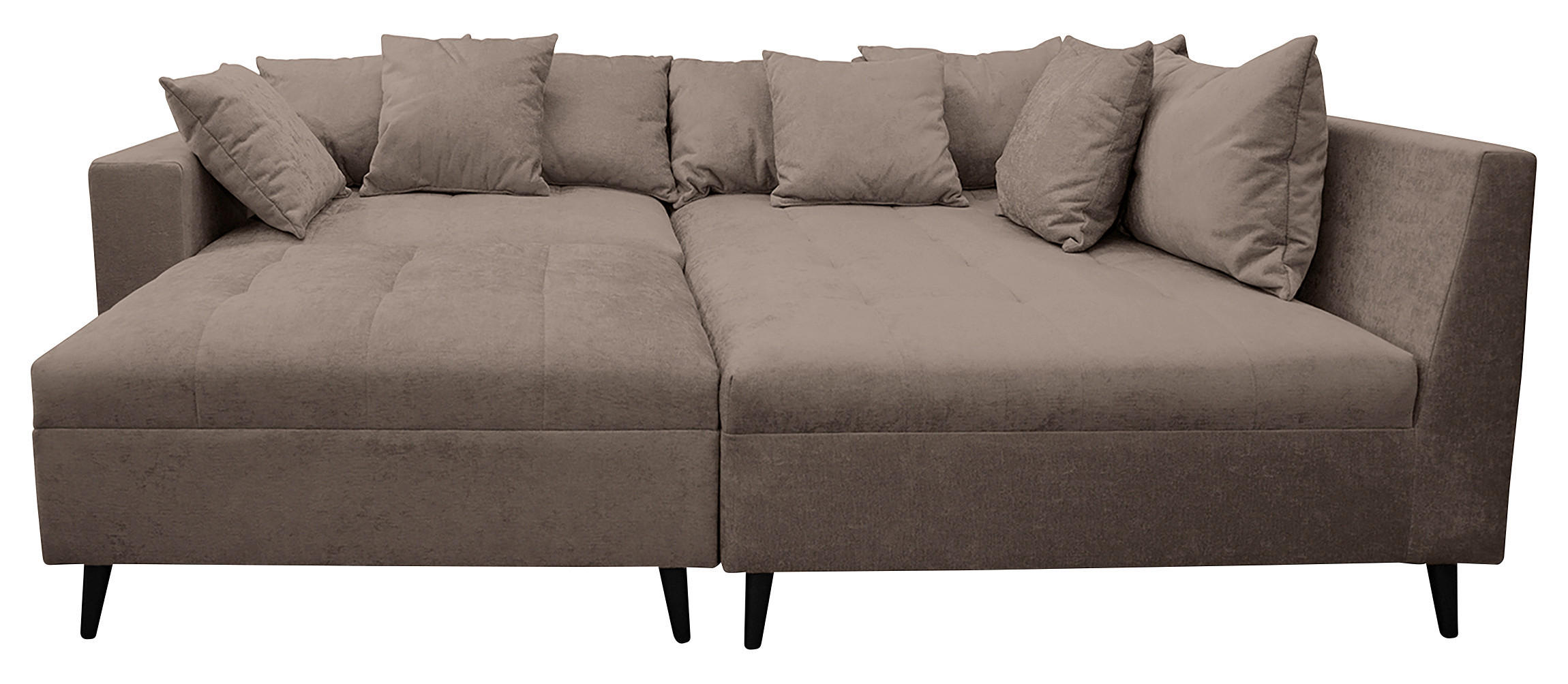 Ecksofa inkl. Hocker Braun Flachgewebe  - Schwarz/Braun, Design, Holz/Textil (247/174cm) - MID.YOU