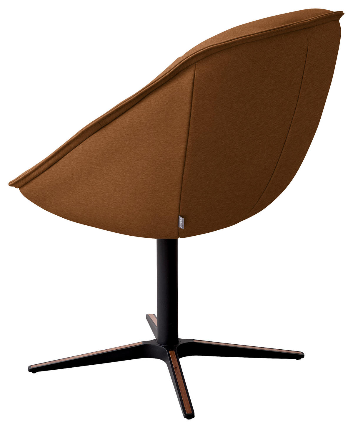 ARMLEHNSTUHL  Beinauswahl, Lederauswahl, Stoffauswahl, inklusive Armlehnen, automatische Rückholfunktion, gepolsterte Armlehnen, Sitzfläche 320° drehbar  Echtleder  - Schwarz/Braun, Design, Leder/Holz (63/88/70cm) - Koinor