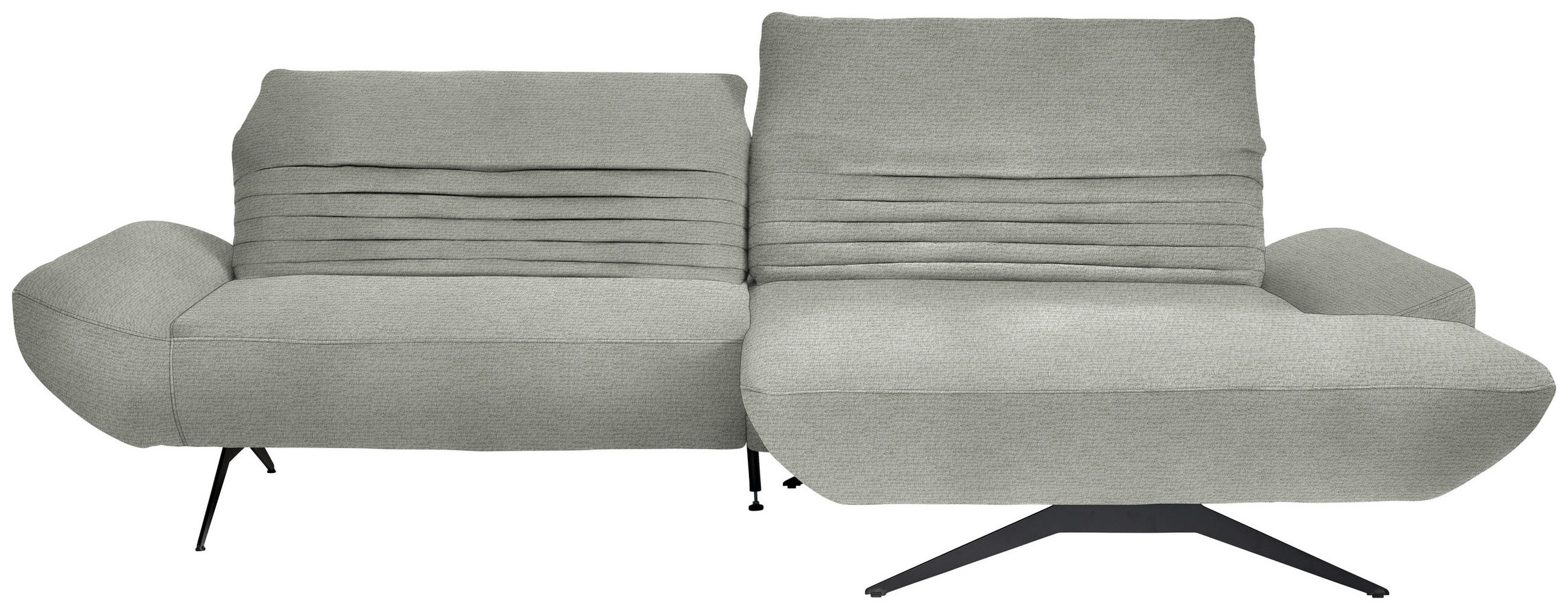 ECKSOFA in Chenille Hellgrau  - Hellgrau/Schwarz, Design, Textil/Metall (280/170-195cm) - Dieter Knoll