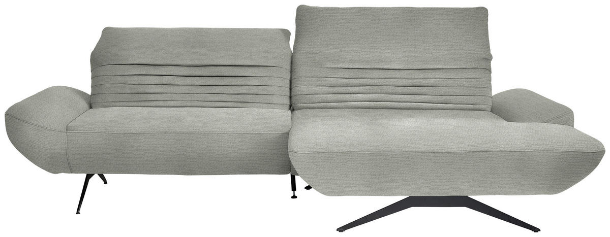 ECKSOFA in Chenille Hellgrau  - Hellgrau/Schwarz, Design, Textil/Metall (280/170-195cm) - Dieter Knoll