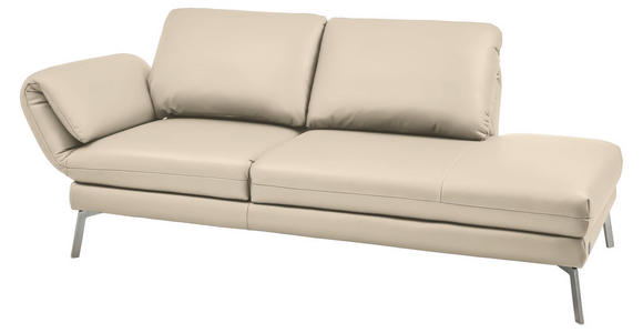 RÉCAMIERE in Echtleder Creme - Chromfarben/Creme, Design, Leder/Metall (209/85-109/95-16cm) - Dieter Knoll