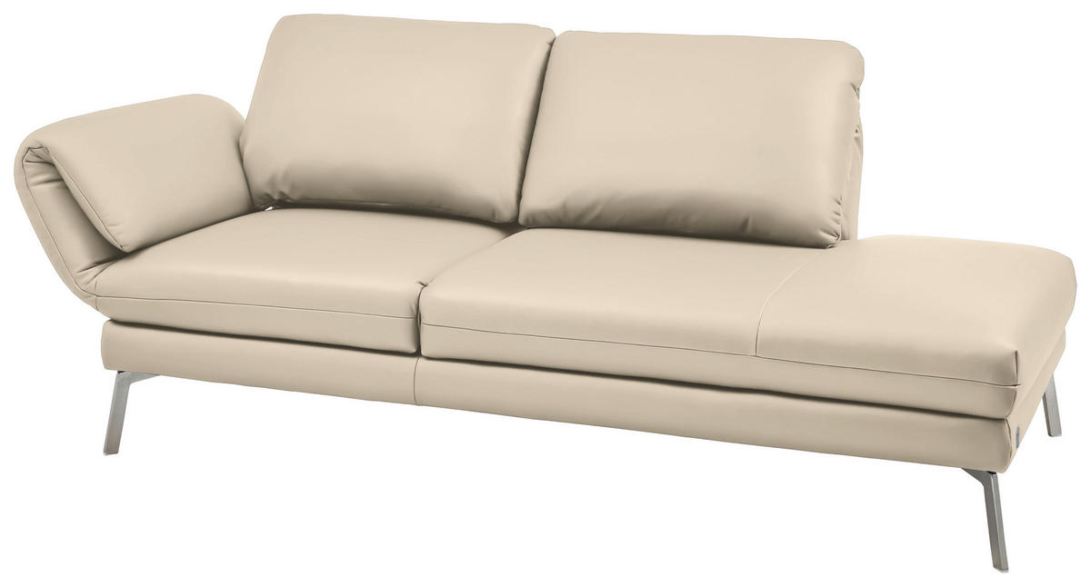 RÉCAMIERE in Echtleder Creme  - Chromfarben/Creme, Design, Leder/Metall (209/85-109/95-16cm) - Dieter Knoll