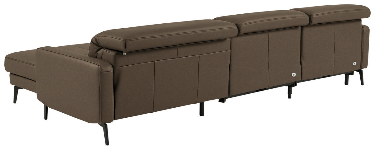ECKSOFA  Echtleder Braun  - Schwarz/Braun, Design, Leder/Metall (323/179cm) - Dieter Knoll