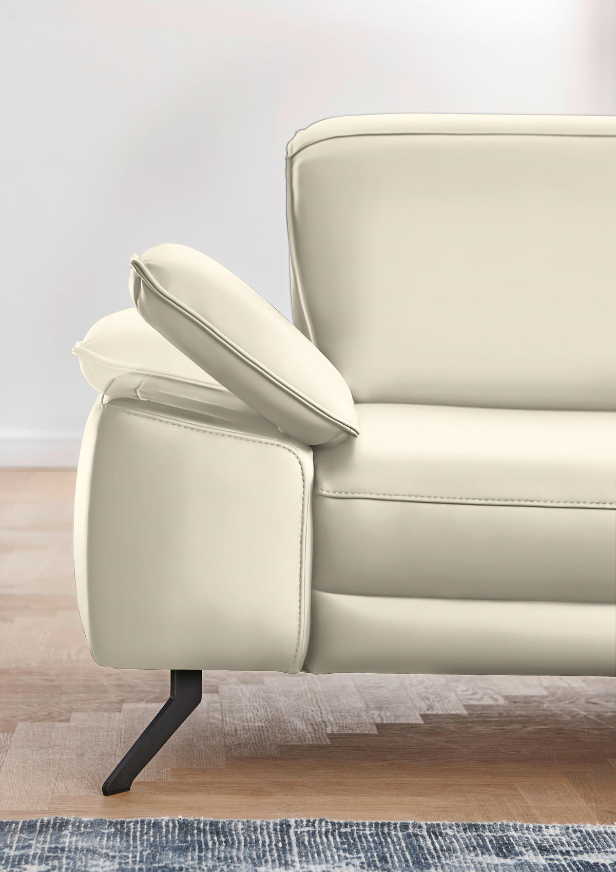 ECKSOFA in Echtleder Naturfarben  - Schwarz/Naturfarben, Design, Leder/Metall (328/193cm) - Dieter Knoll