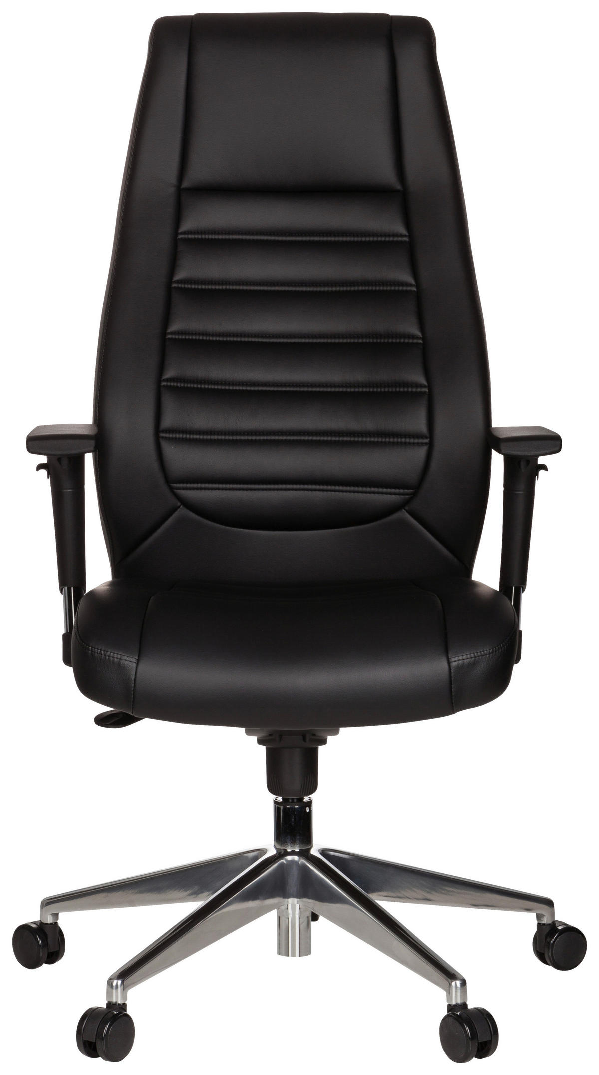 CHEFSESSEL Lederlook Schwarz  - Silberfarben/Schwarz, Basics, Kunststoff/Textil (65/133/65cm) - MID.YOU