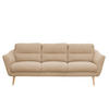 3-SITZER-SOFA in Webstoff Beige  - Beige/Buchefarben, Design, Holz/Textil (209/87/88cm) - Livetastic