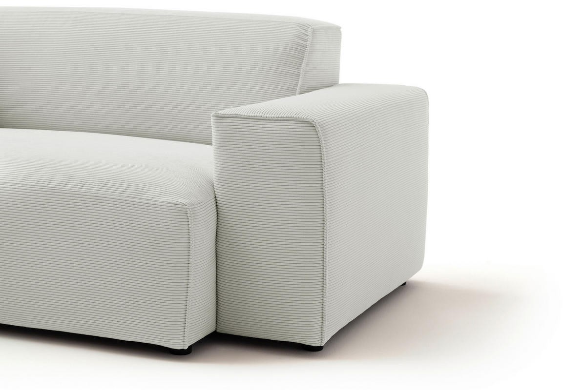 ECKSOFA in Cord Hellgrau  - Hellgrau/Schwarz, Design, Kunststoff/Textil (189/230cm) - Pure Home Lifestyle