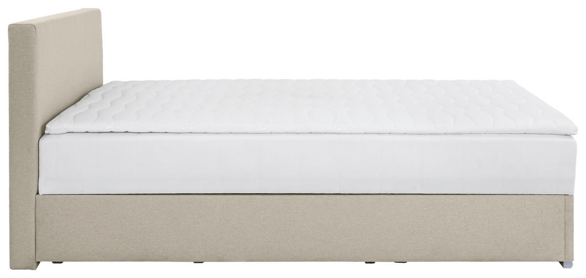 POLSTERBETT Bettkasten, Topper 120/200 cm  in Sandfarben  - Sandfarben/Chromfarben, KONVENTIONELL, Holz/Kunststoff (120/200cm) - MID.YOU