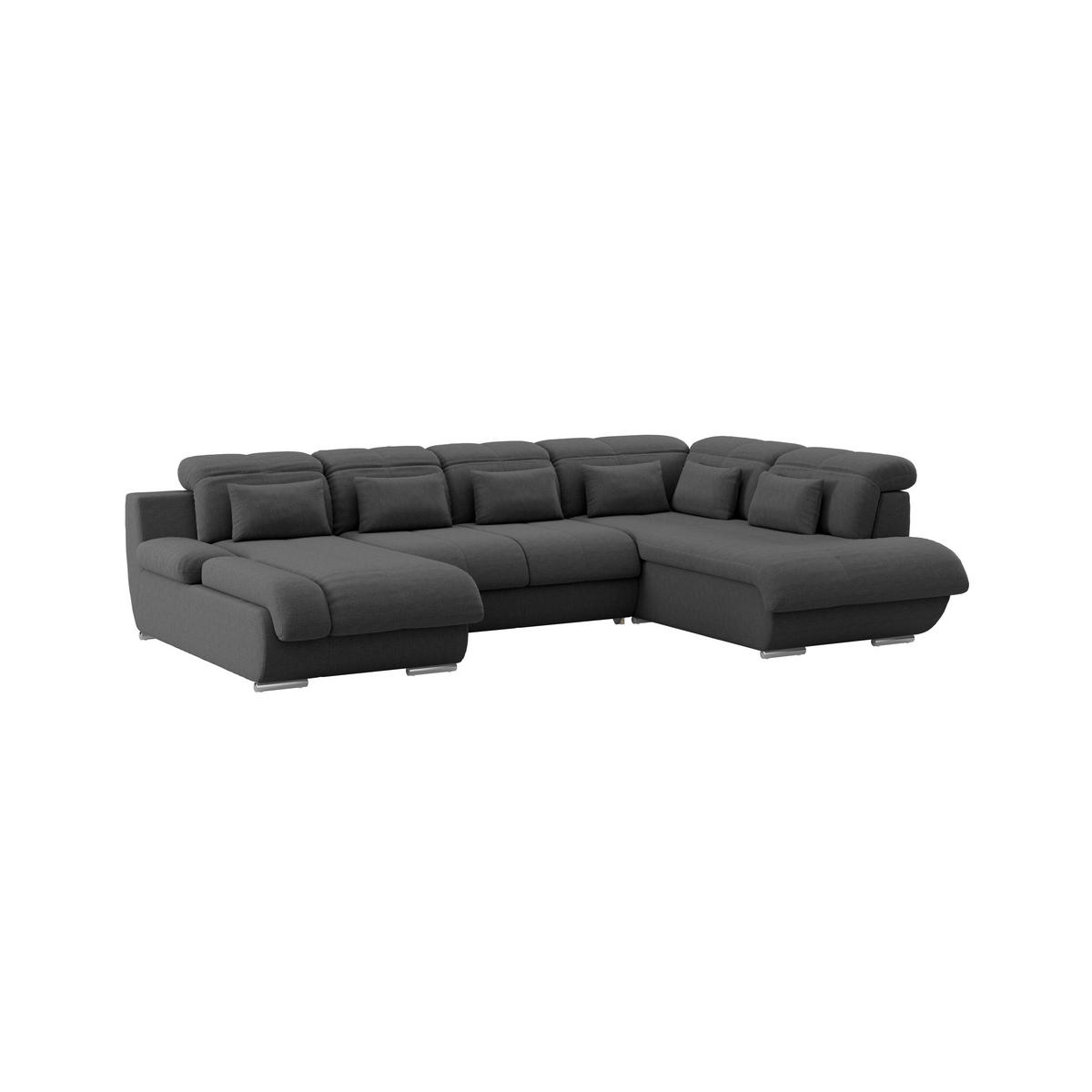 WOHNLANDSCHAFT MULTI Schwarz Chenille  - Chromfarben/Schwarz, MODERN, Textil/Metall (184/345/228cm) - Livetastic