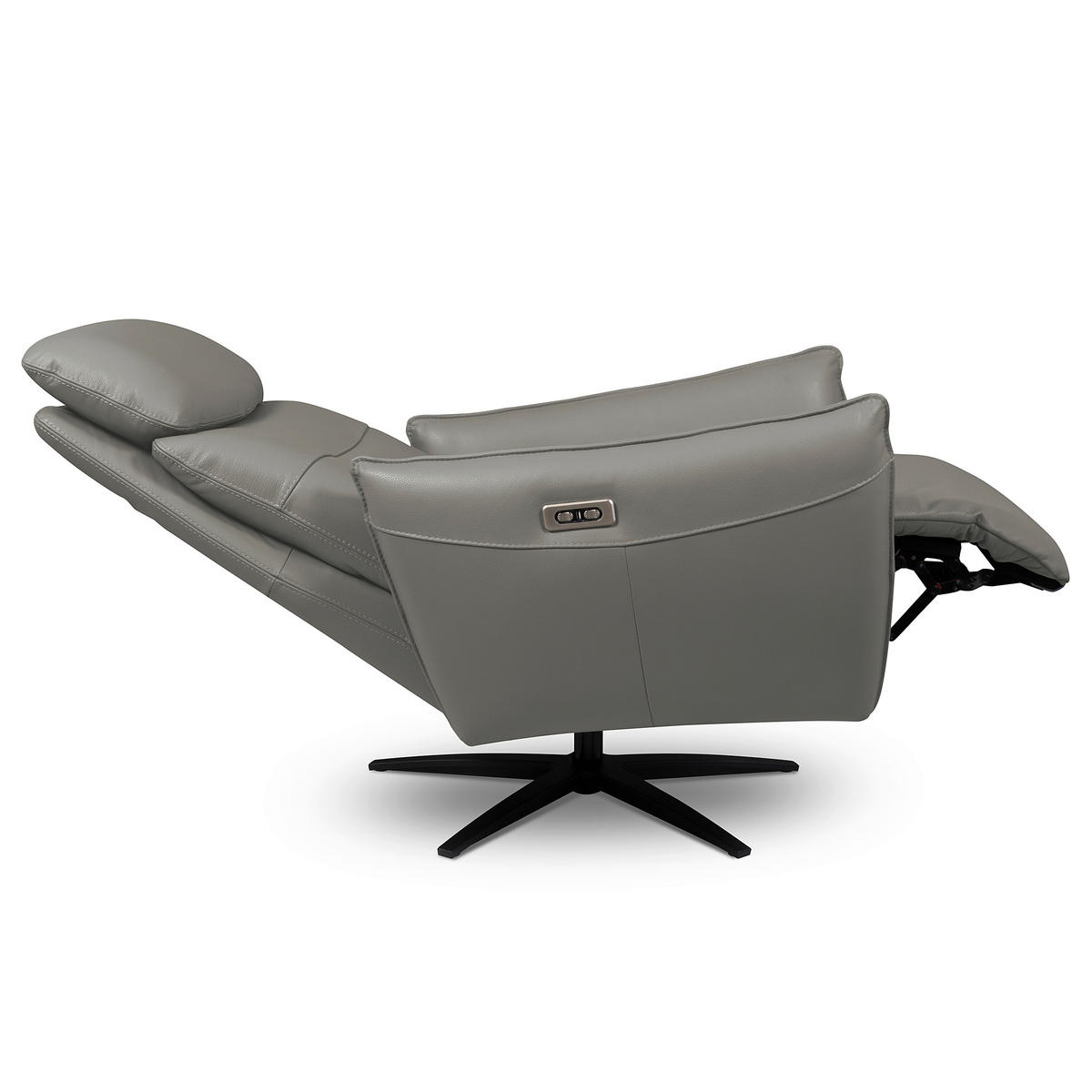 RELAXSESSEL in Leder Grau  - Schwarz/Grau, Design, Leder/Metall (77/107/88cm) - Livetastic