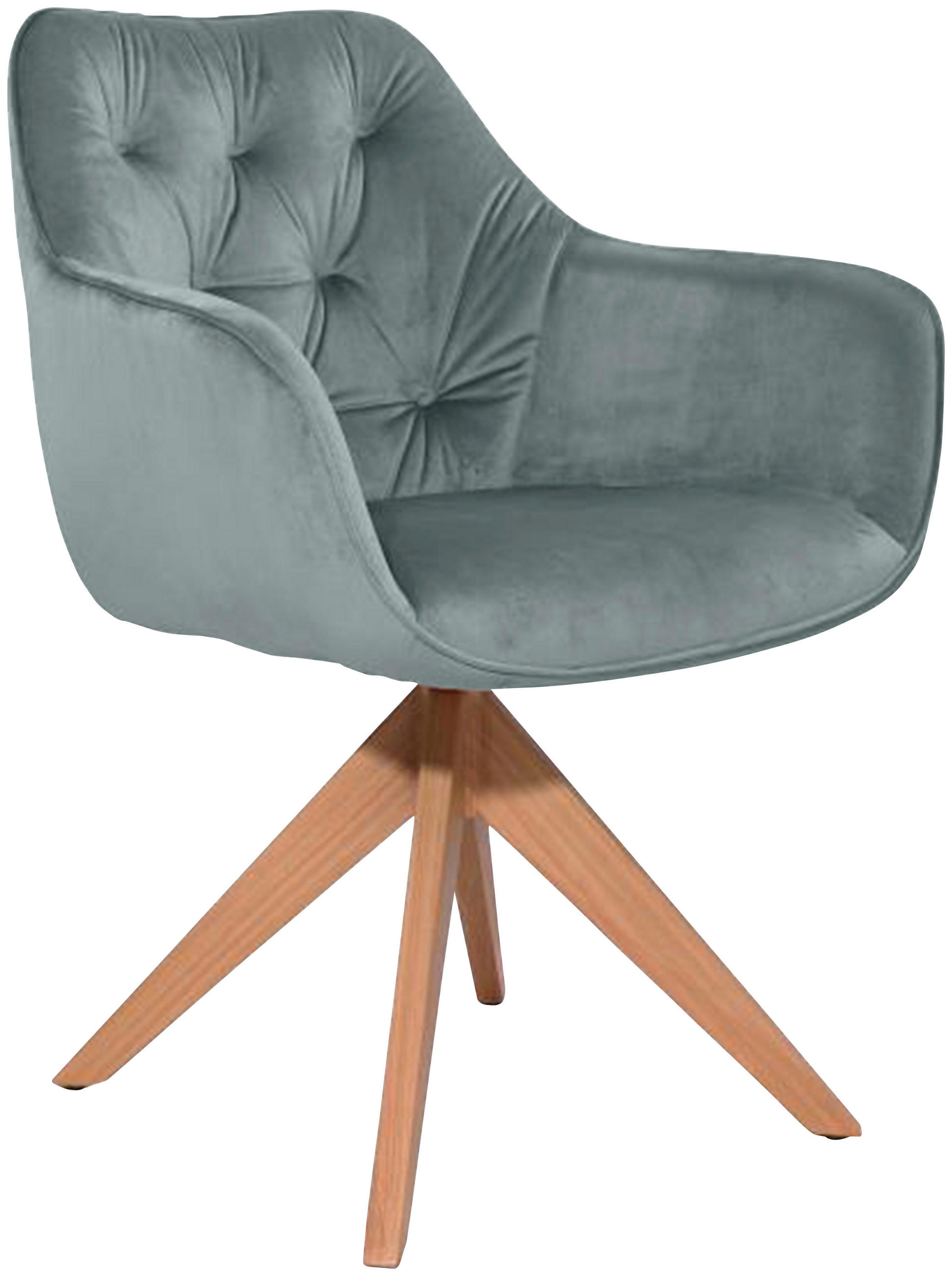 ARMLEHNSTUHL  Stoffauswahl Samt  Grau, Eichefarben  - Eichefarben/Grau, Design, Textil/Metall (63/88/63cm) - Hom`in